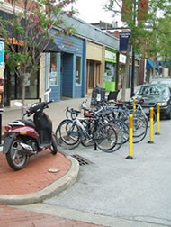 Bike parking corral in bike & pedestrian friendly Columbia, MO 
